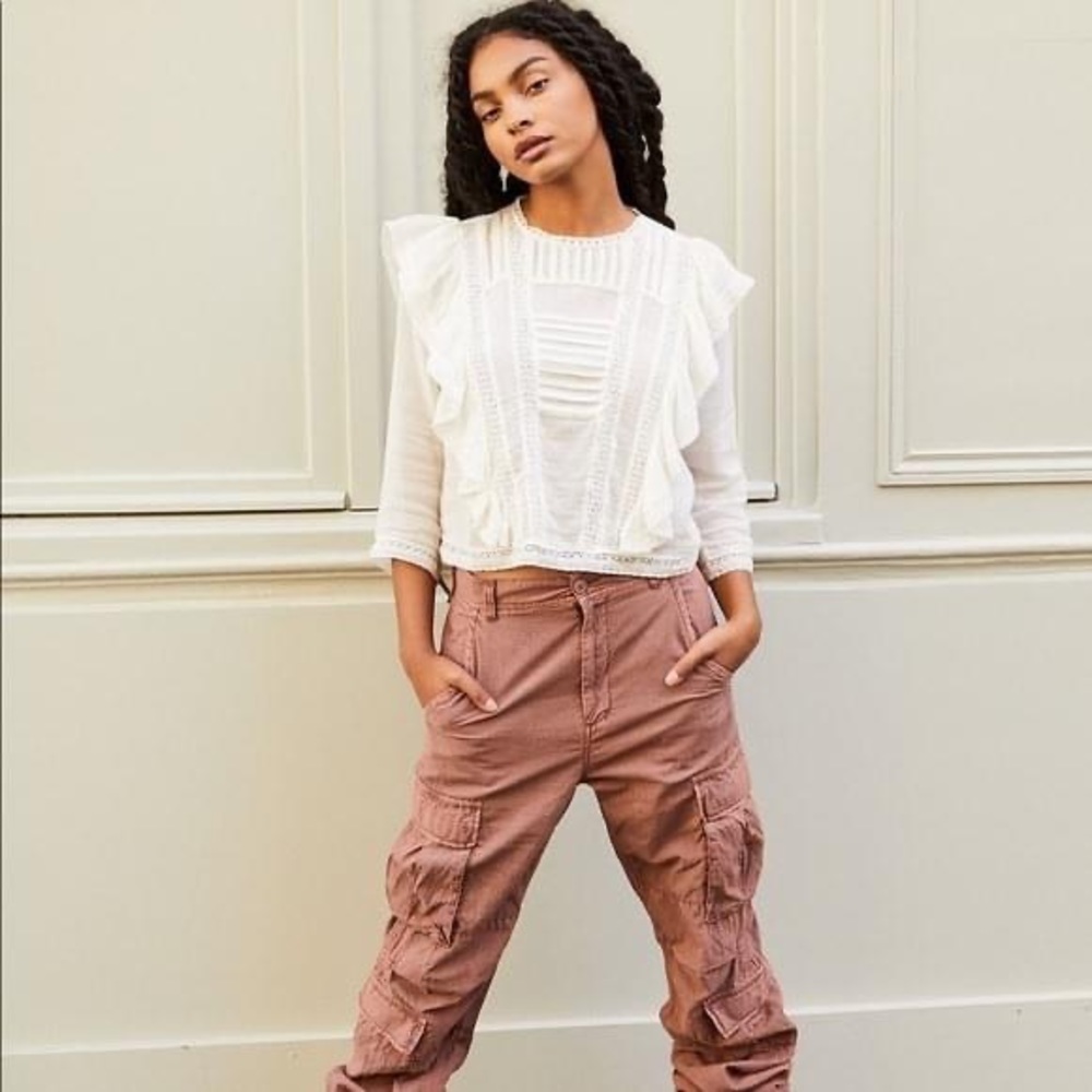 NWOT Free People Jasmine Ruffle Blouse Small